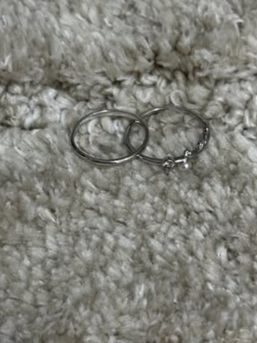Silver Rings - Set of 2 (Plain Band + Pearl Vine)